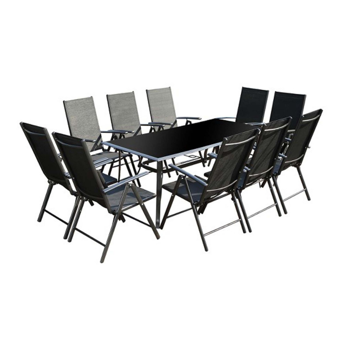 CONCEPT USINE Table de jardin et 10 chaises en aluminium RIMINI