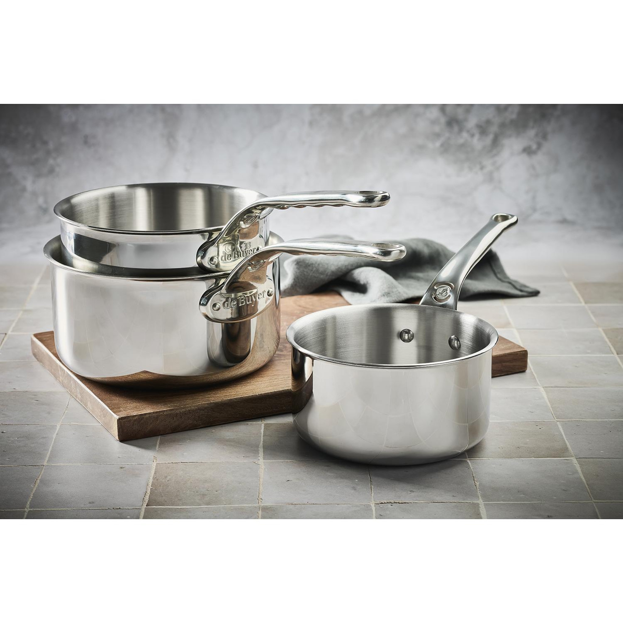 Voir la diapositive 3 : De buyer Série de 3 casseroles 16/18/20cm inox - 3706.01