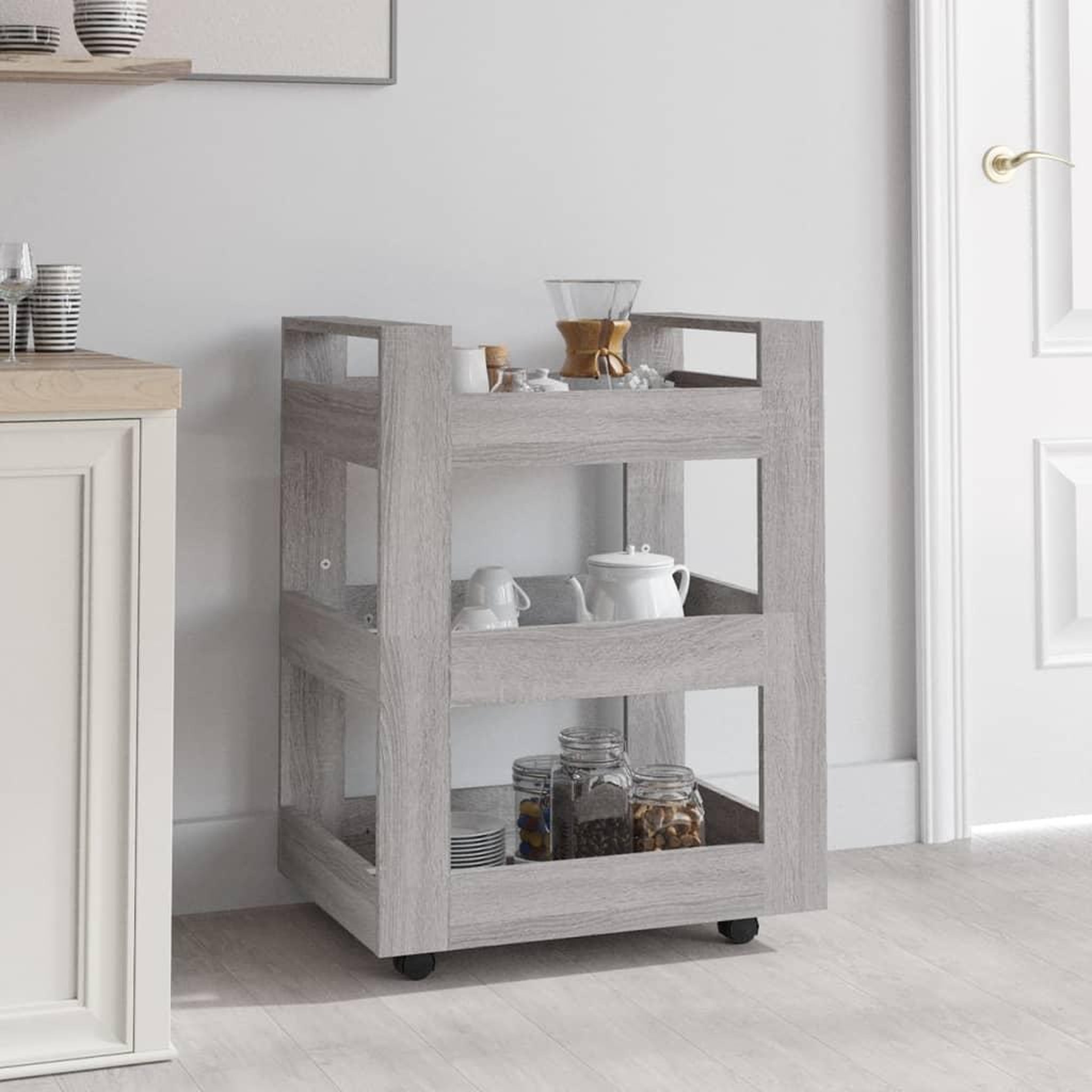 Voir la diapositive 1 : VIDAXL Chariot de cuisine Sonoma gris 60x45x80 cm Bois d'ingenierie