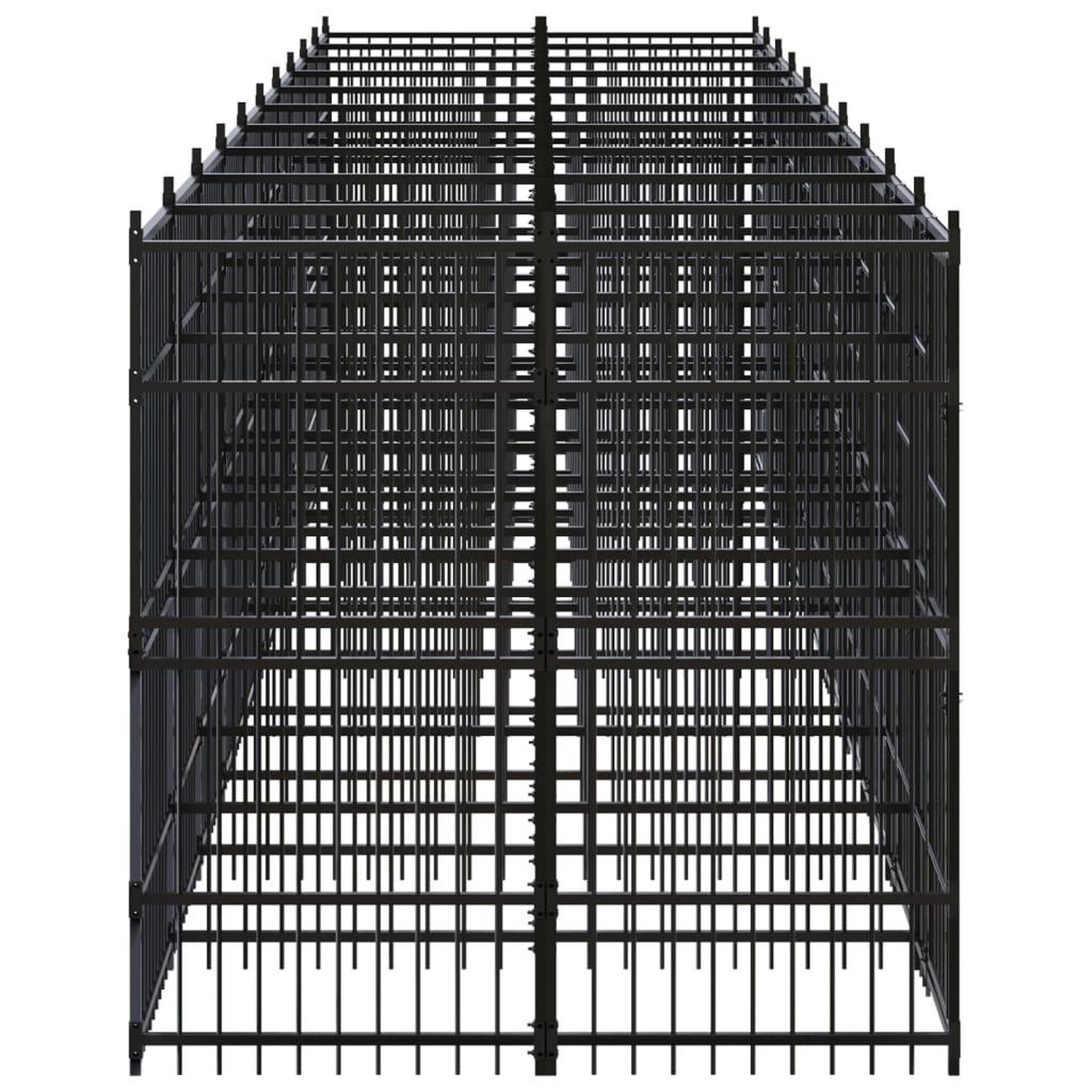 Voir la diapositive 3 : VIDAXL Chenil d'exterieur pour chiens Acier 18,43 m²