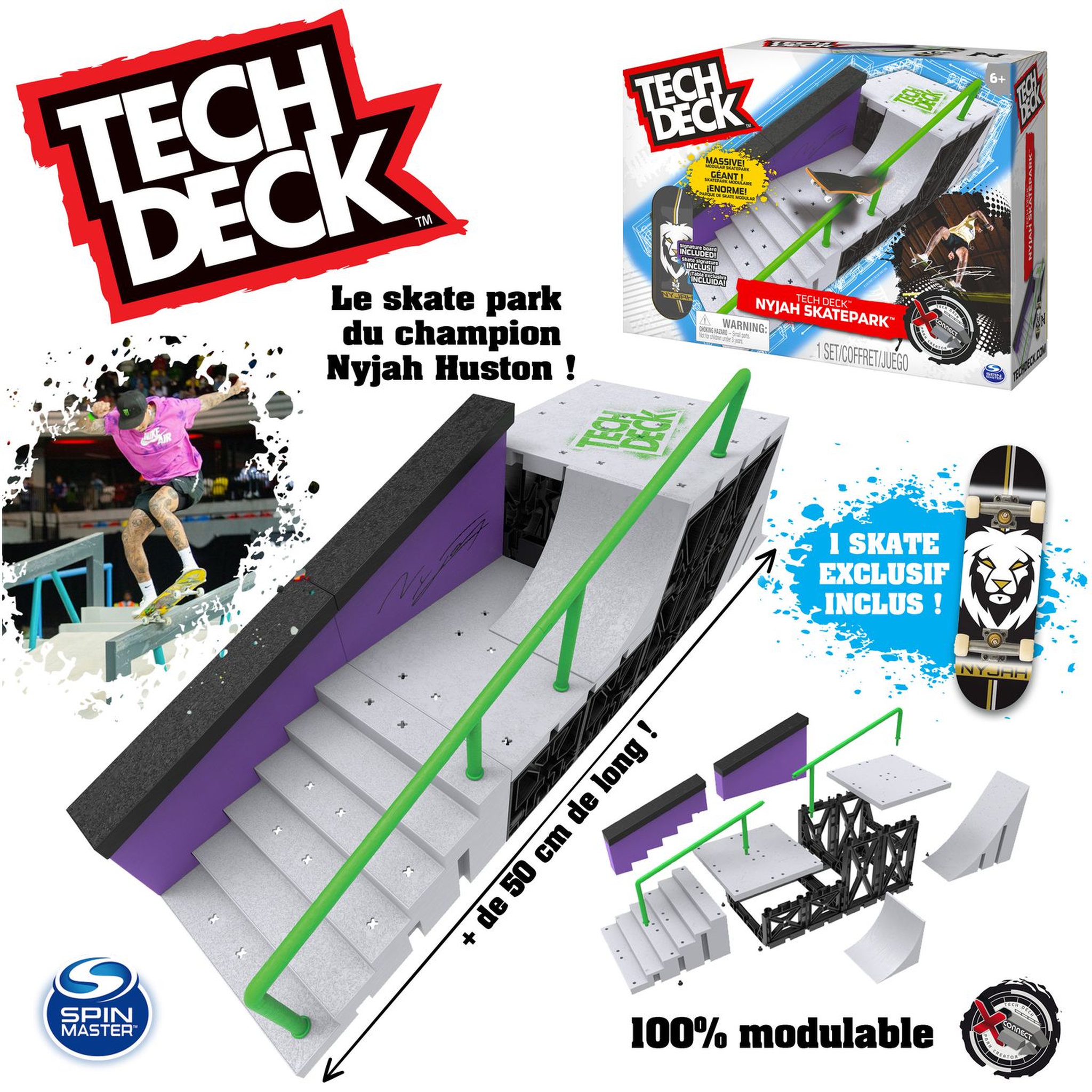 Voir la diapositive 4 : SPIN MASTER Miniature - Skatepark Nyjah Huston Tech Deck