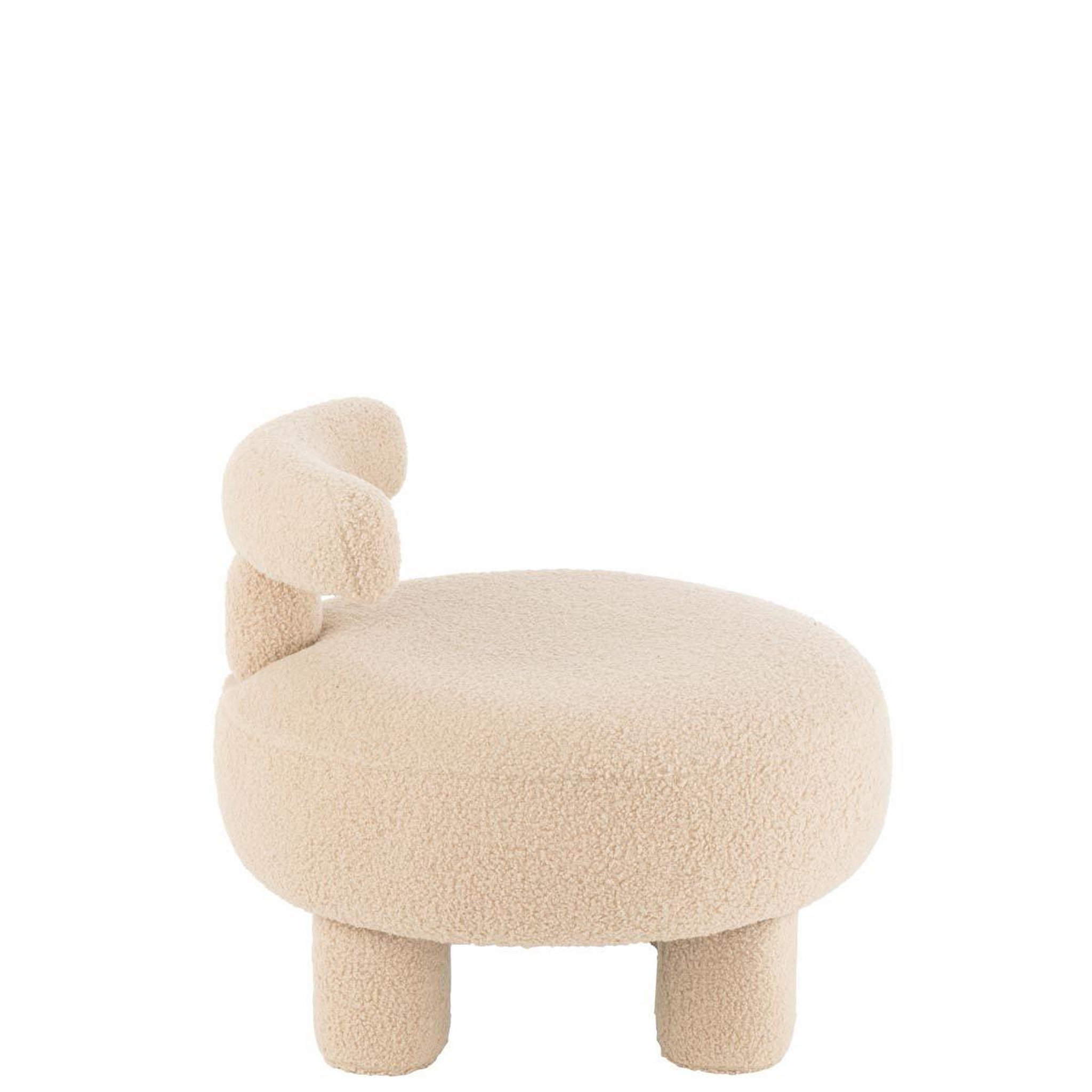 Voir la diapositive 2 : J-LINE Pouf bouclette avec dossier  teddy  52cm beige