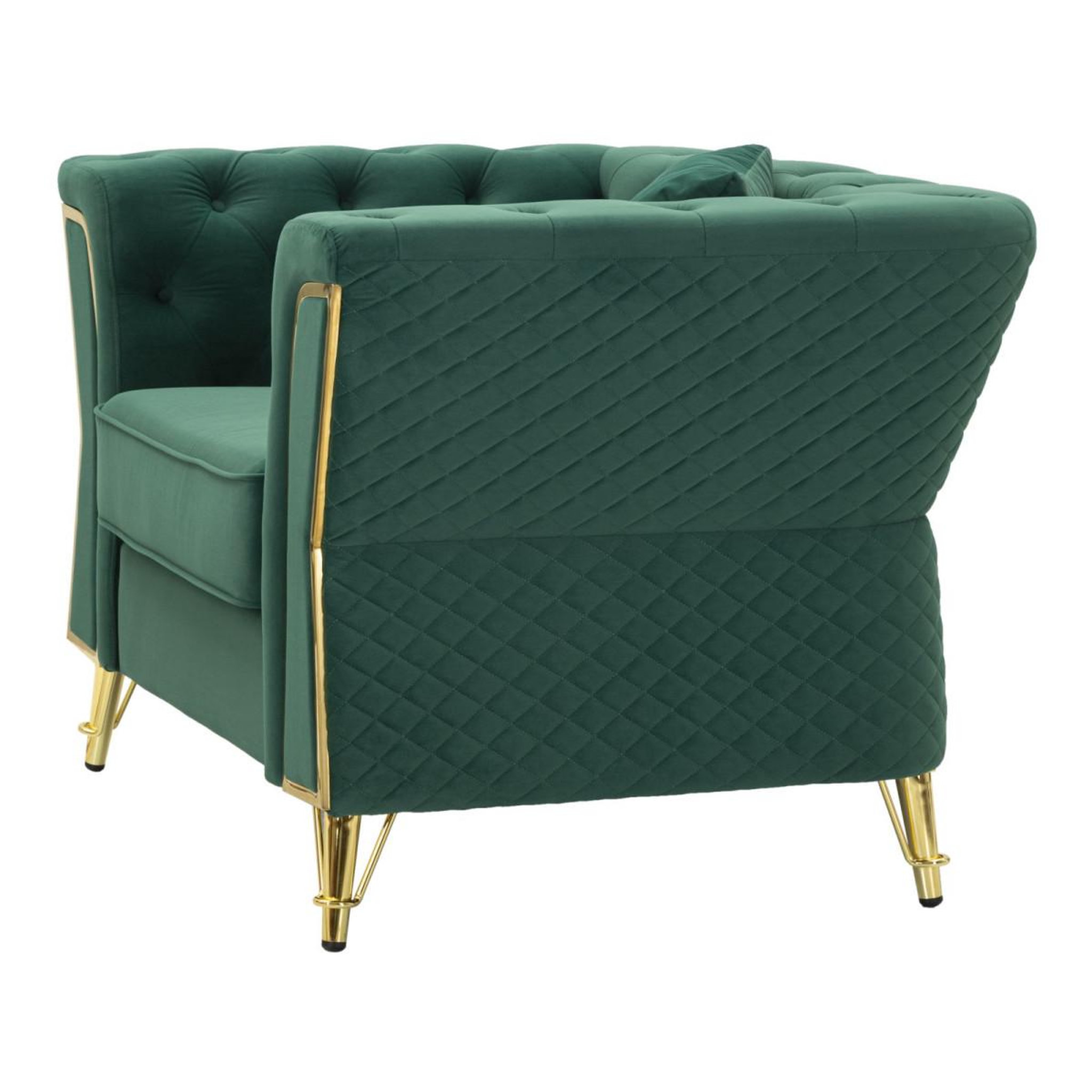 Voir la diapositive 3 : Paris Prix Fauteuil en velours capitonné  emy  104cm vert