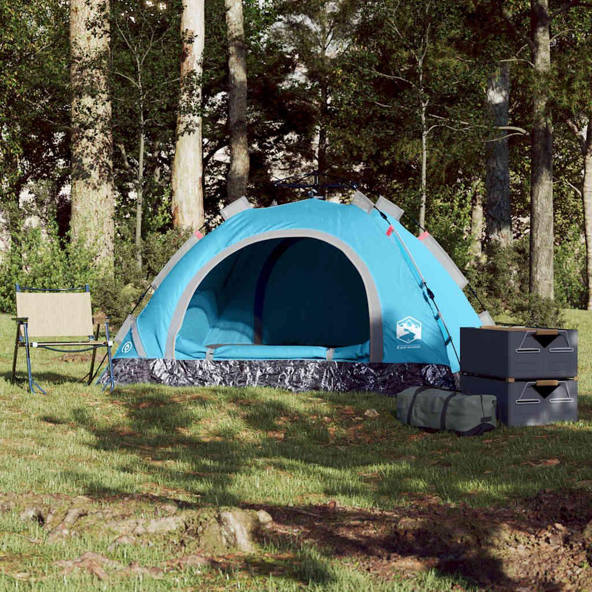 Voir la diapositive 3 : VIDAXL Tente de camping 2 personnes bleu liberation rapide