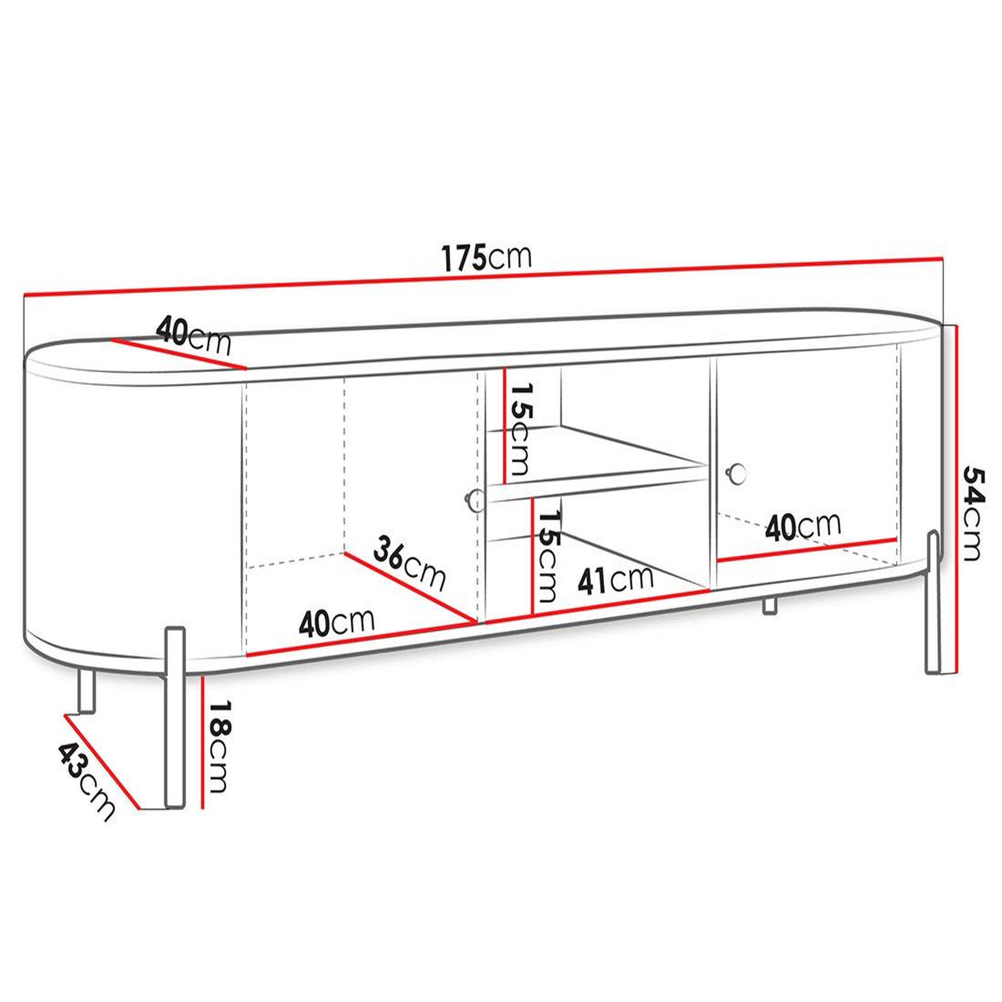 Voir la diapositive 5 : BEST MOBILIER Jaime - meuble tv 175 cm - 2 portes et 2 niches