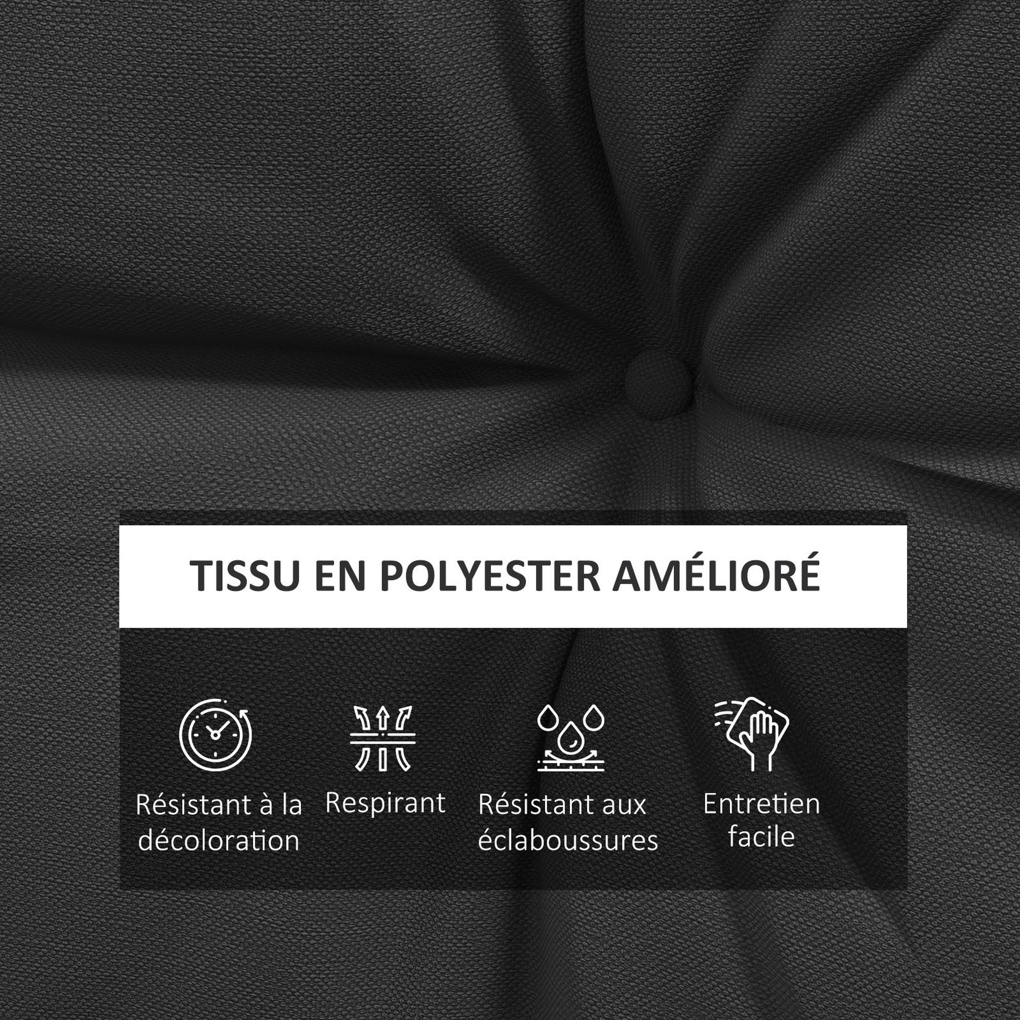 Voir la diapositive 3 : OUTSUNNY Lot de 4 coussins assises dossiers fauteuils de jardin - effet capitonné - polyester anthracite