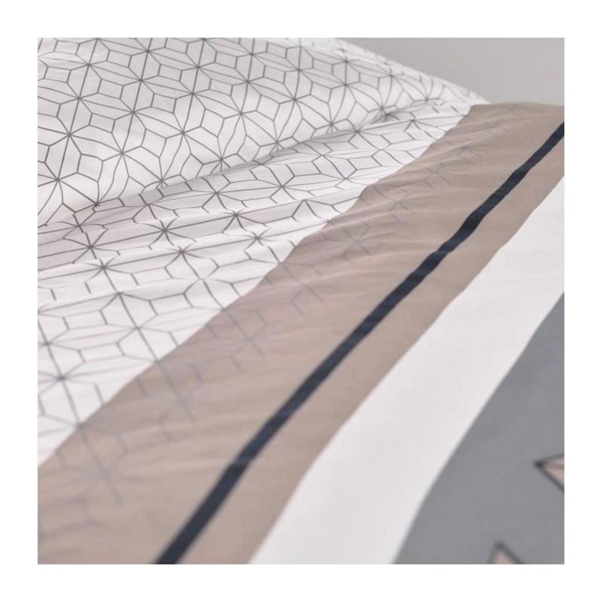 Today Parure de lit 2 personnes -TODAY - 240x200 cm - 100% Coton - Beige, Noir et Blanc