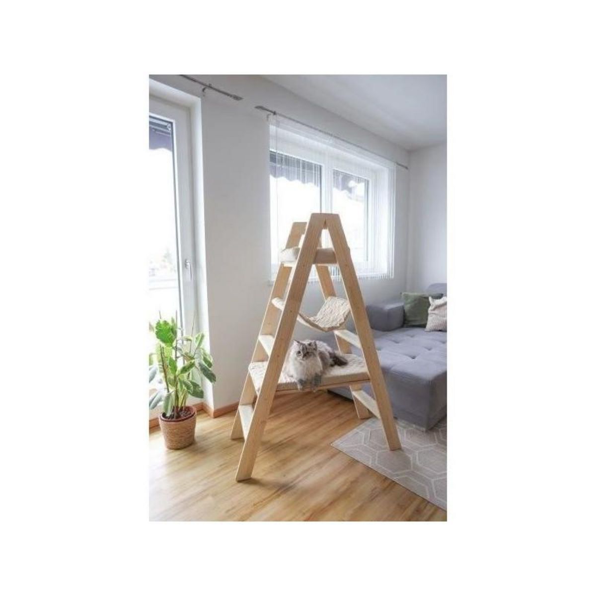 KERBL Arbre a chat 134 cm - LADDER - KERBL - Bois massif - 3 options de repos