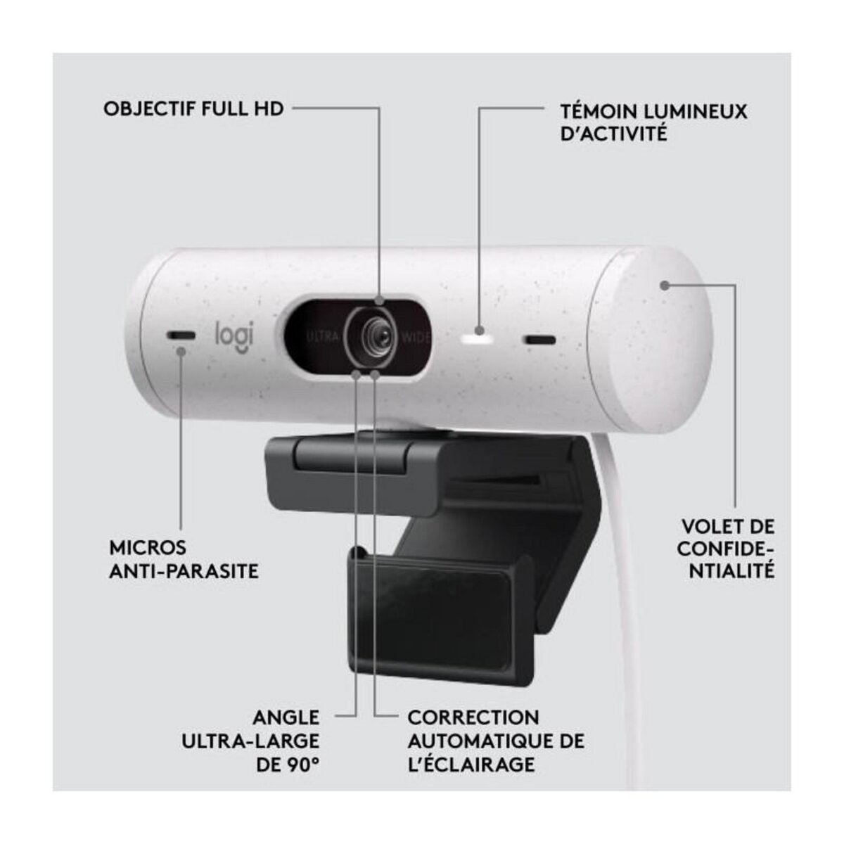 Logitech Logitech - Brio 500 Webcam HD avec Expo Auto - Blanc