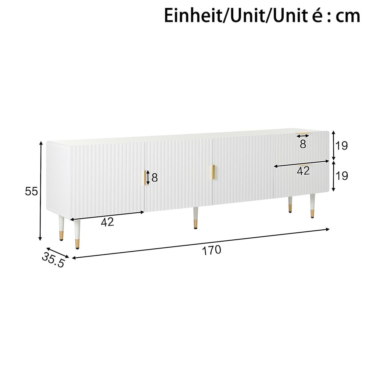 MERAX Meuble tv blanc 170 cm mdf