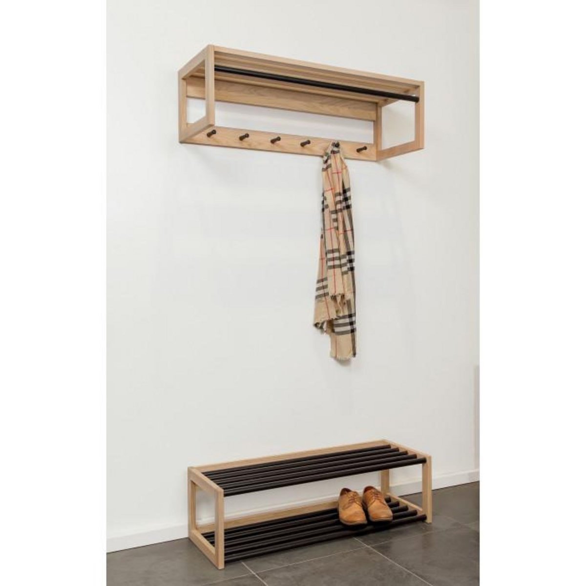 Paris Prix Range-Chaussures  Slussen  100cm Chêne & Noir