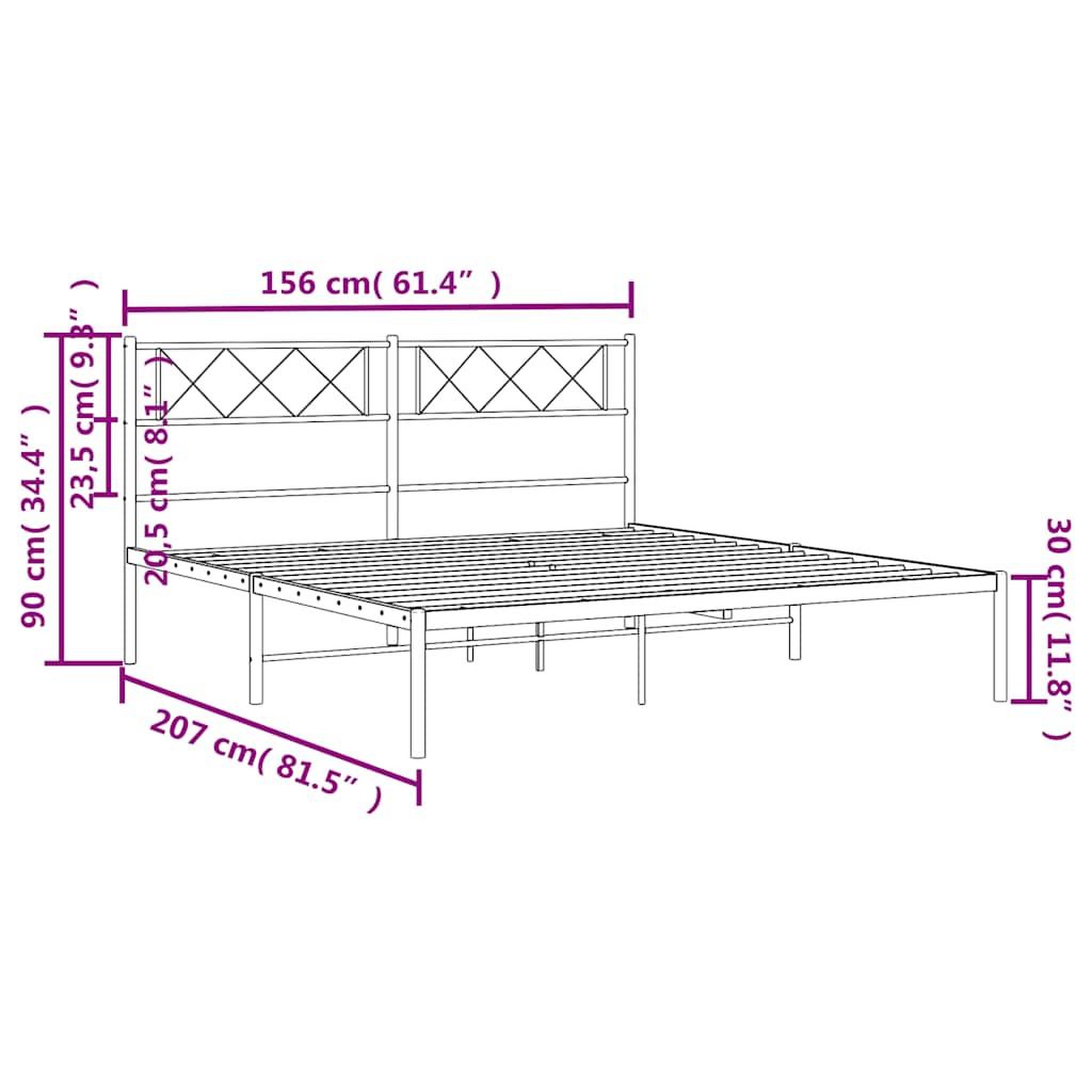 Voir la diapositive 6 : VIDAXL Cadre de lit metal sans matelas avec tete de lit noir 150x200cm