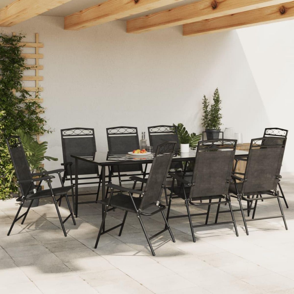 VIDAXL Chaises de jardin pliables lot de 8 en acier et textilene