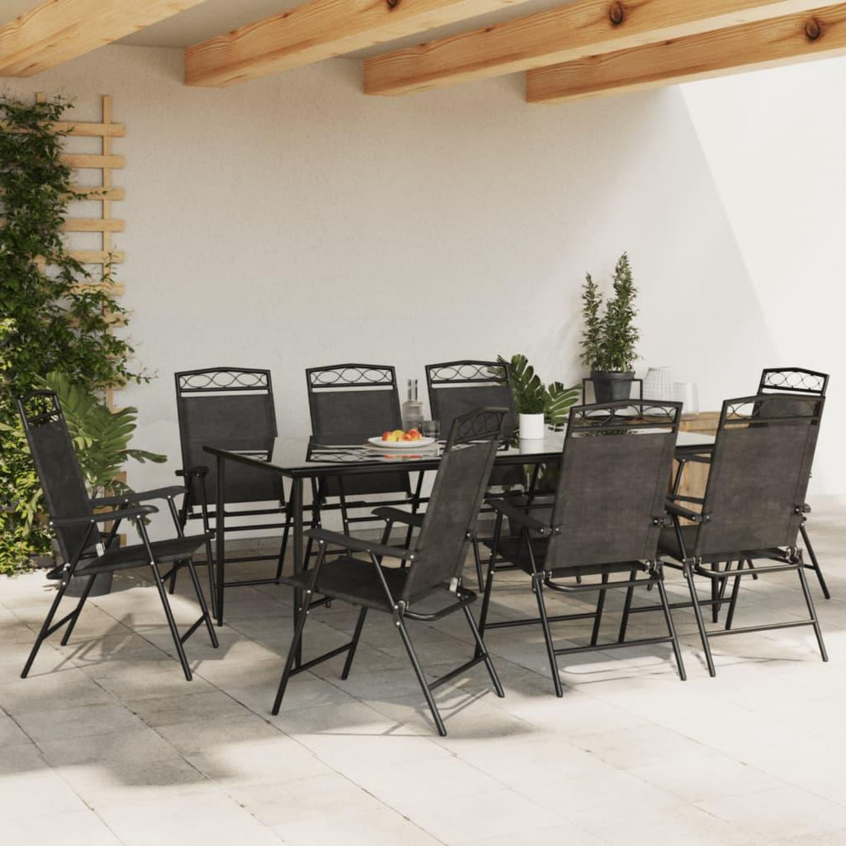 VIDAXL Chaises de jardin pliables lot de 8 en acier et textilene