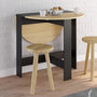 Voir la diapositive 2 : ID MARKET Table console pliable ronde EDI 2-4 personnes bois noir plateau façon hêtre 103 x 76 cm