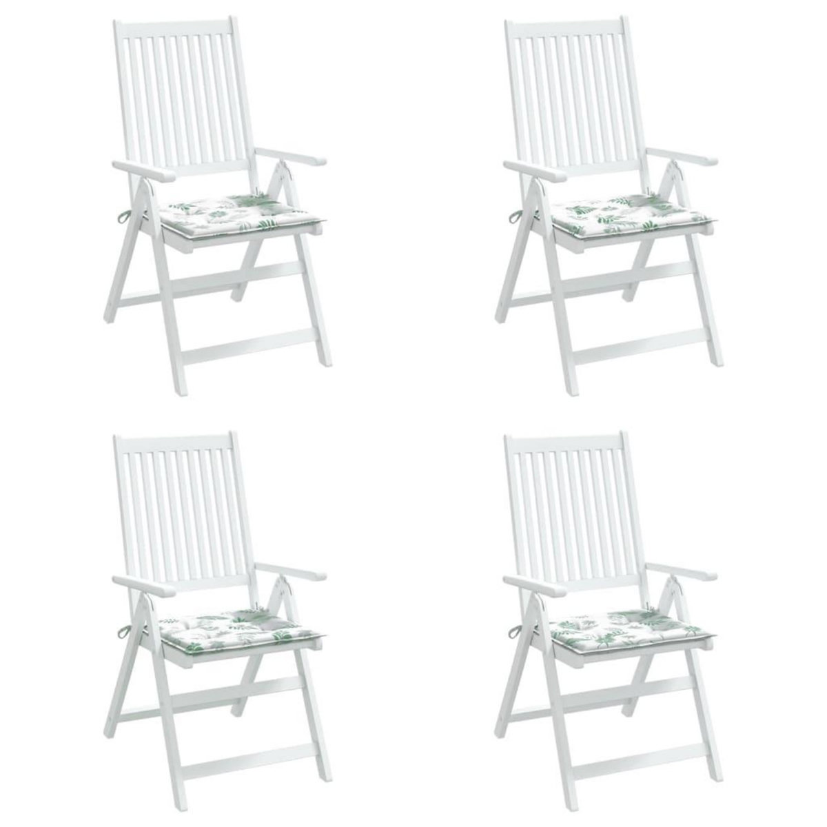 VIDAXL Coussins de chaise lot de 4 motif de feuilles 50x50x3 cm tissu