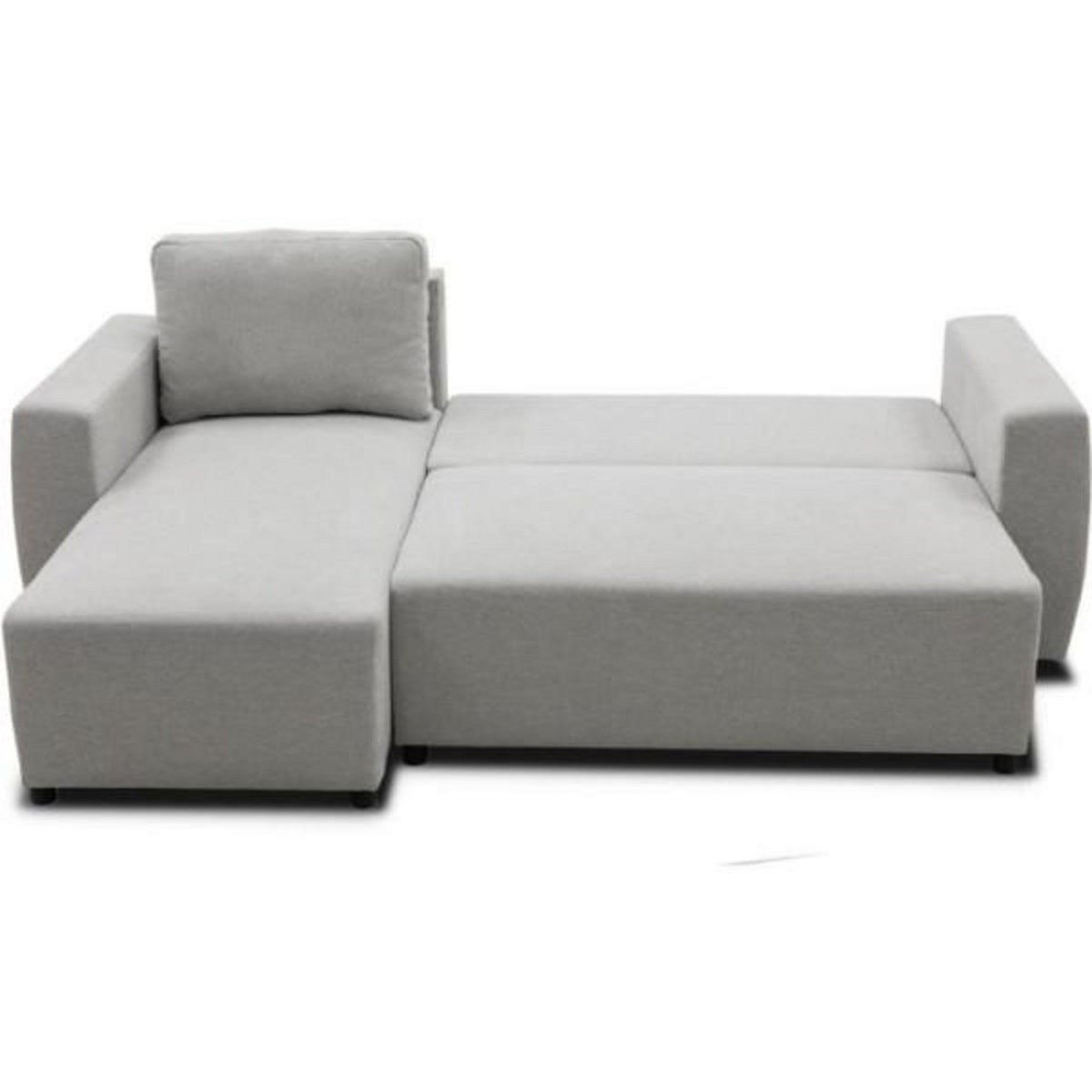 MARKET24 Canapé d'angle convertible réversible 3 a 4 places - PHARELL - Tissu souris - Coffre de rangement - L 224 x P 155 x H 85 cm