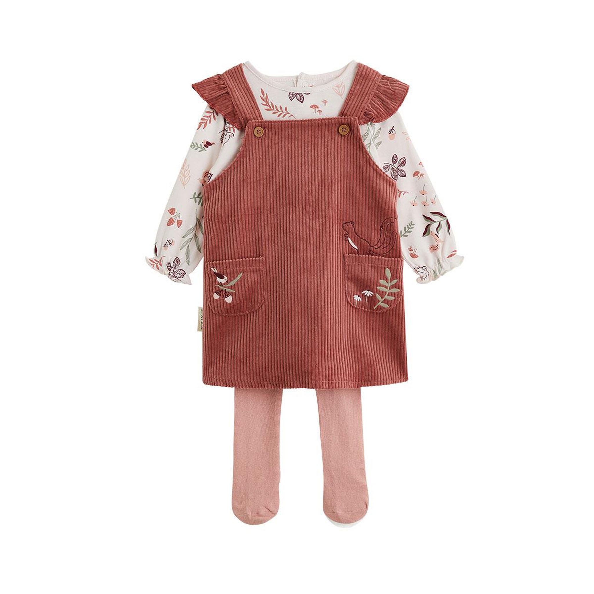 Voir la diapositive 1 : Petit Béguin Ensemble robe bébé en velours côtelé, t-shirt et collant evie