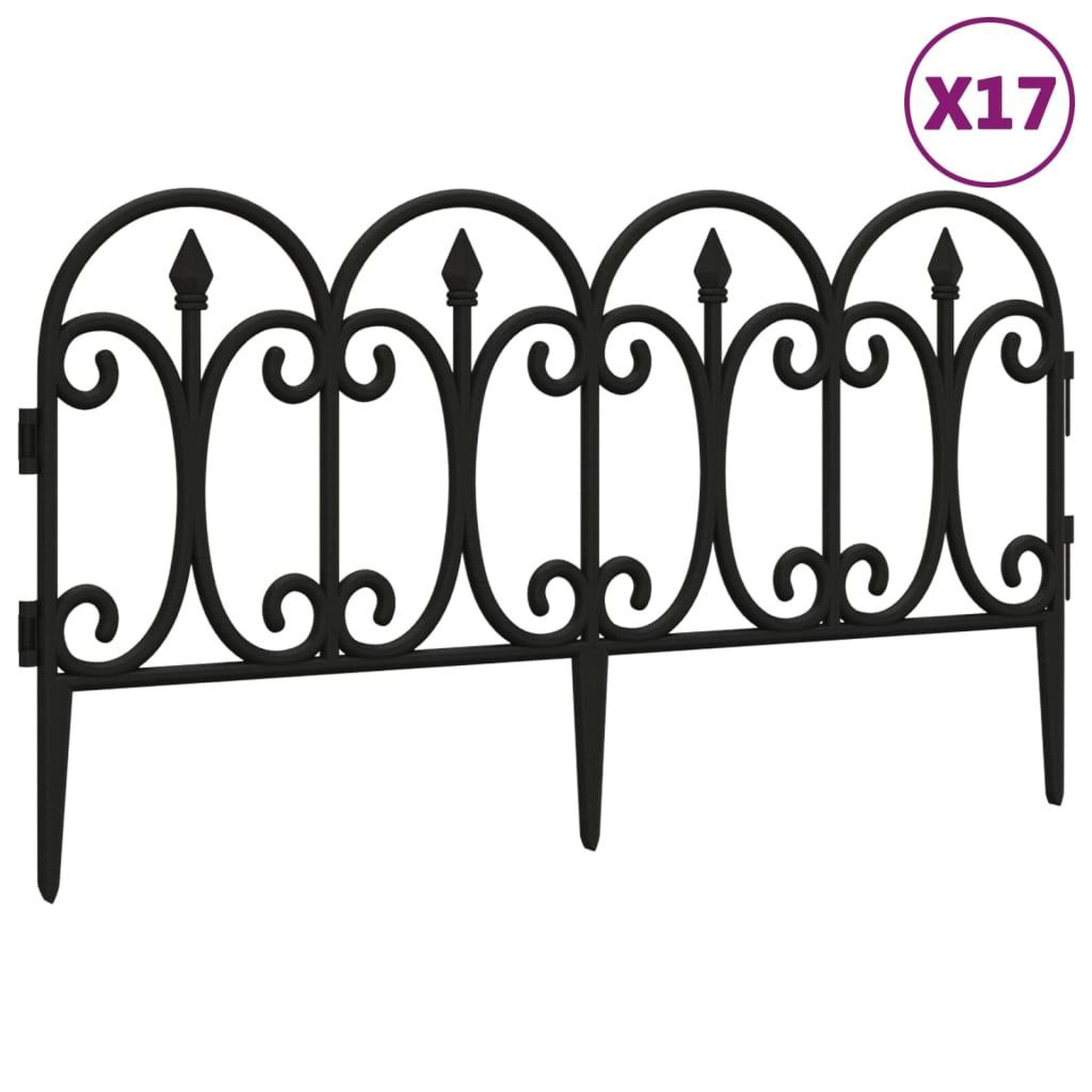 Voir la diapositive 2 : VIDAXL Bordures de pelouse 17 pcs Noir 10 m PP