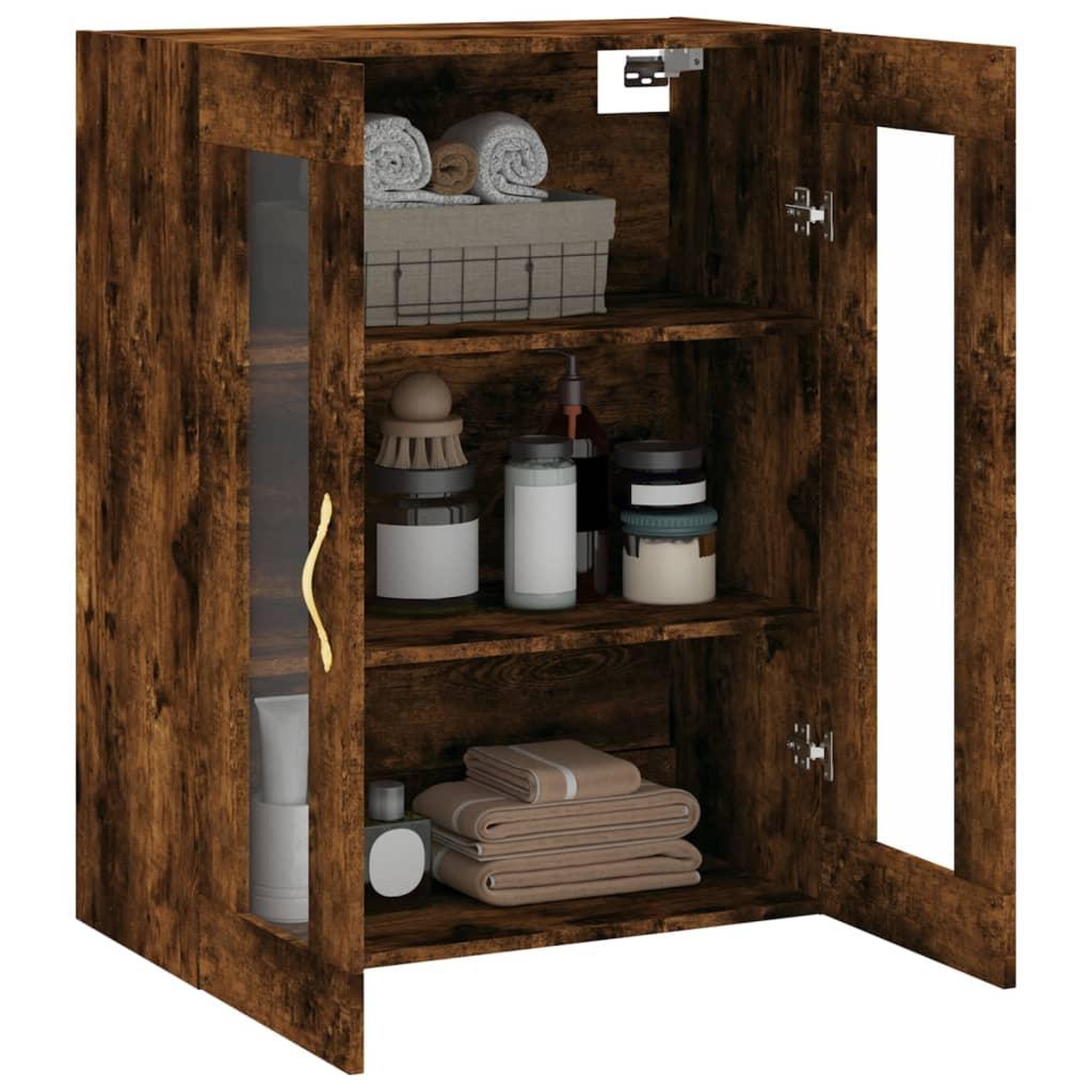 Voir la diapositive 5 : VIDAXL Armoire murale chene fume 69,5x34x90 cm