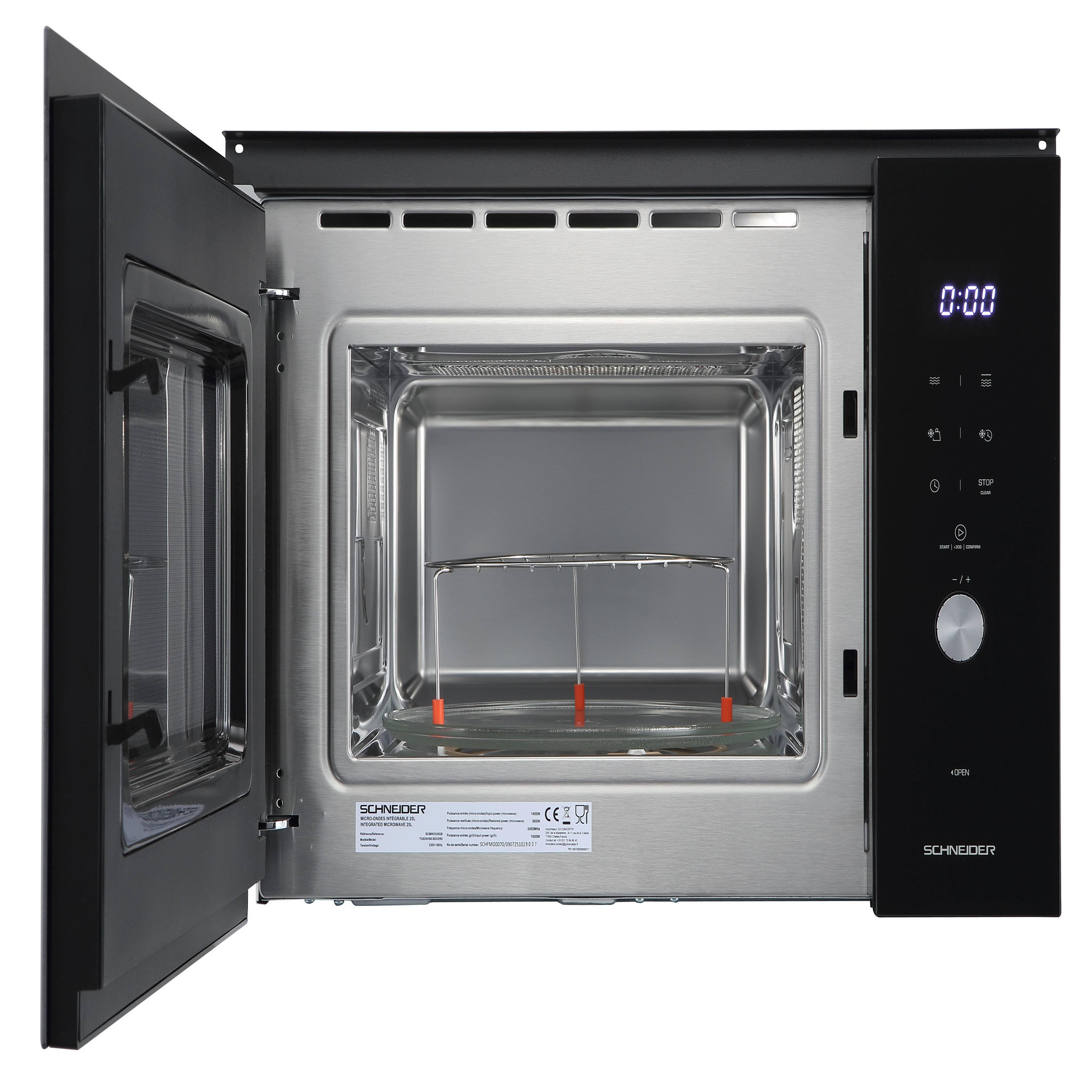 Voir la diapositive 3 : SCHNEIDER Four Micro-ondes gril 38 cm encastrable 25L Noir - SCMW2538GB