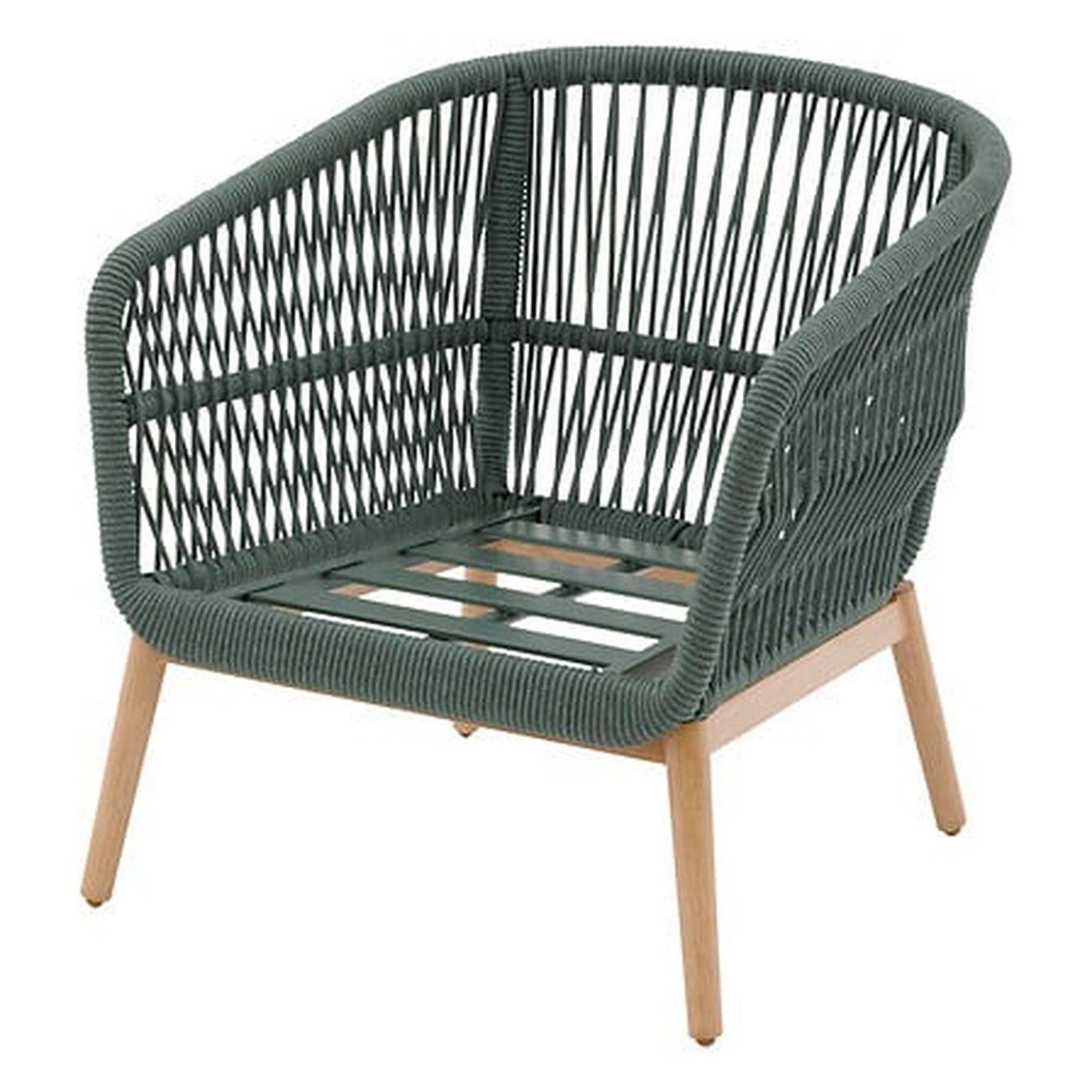 Voir la diapositive 3 : HESPERIDE Fauteuil de salon de jardin en acier effet bois et mailles orissa