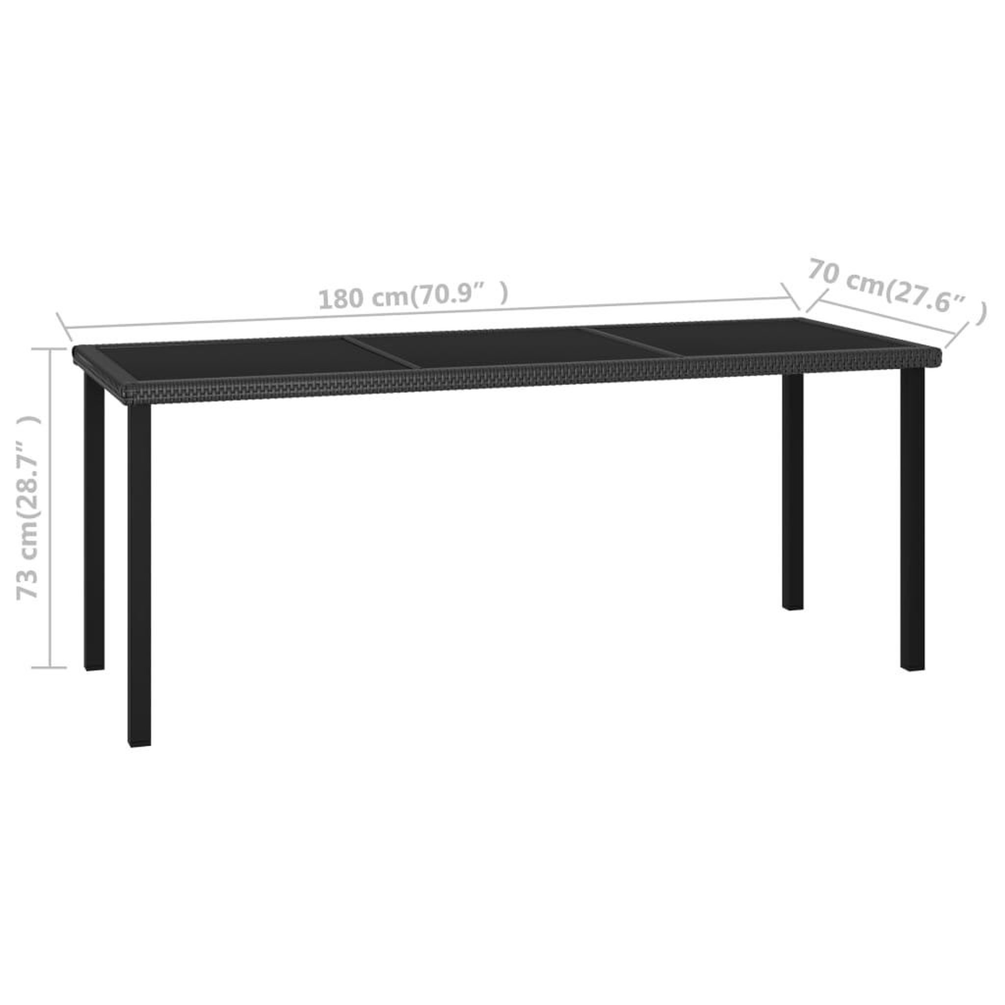 Voir la diapositive 6 : VIDAXL Table a dîner de jardin Noir 180x70x73 cm Resine tressee