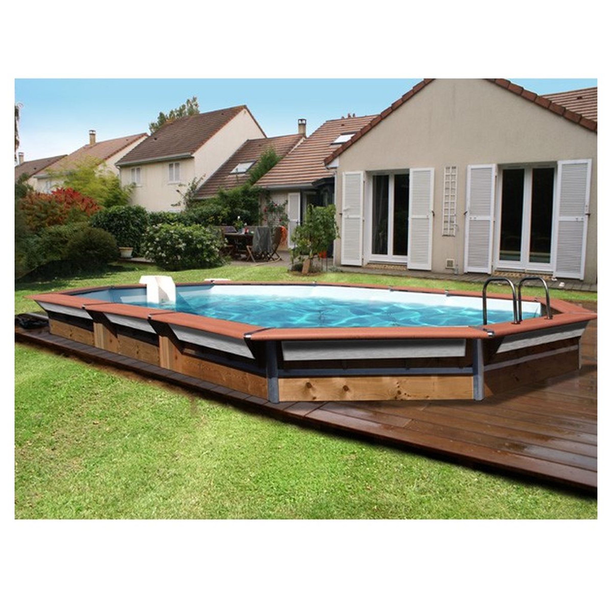 Voir la diapositive 3 : WATERCLIP Piscine en bois octogonale 460x129 CLEOFAS