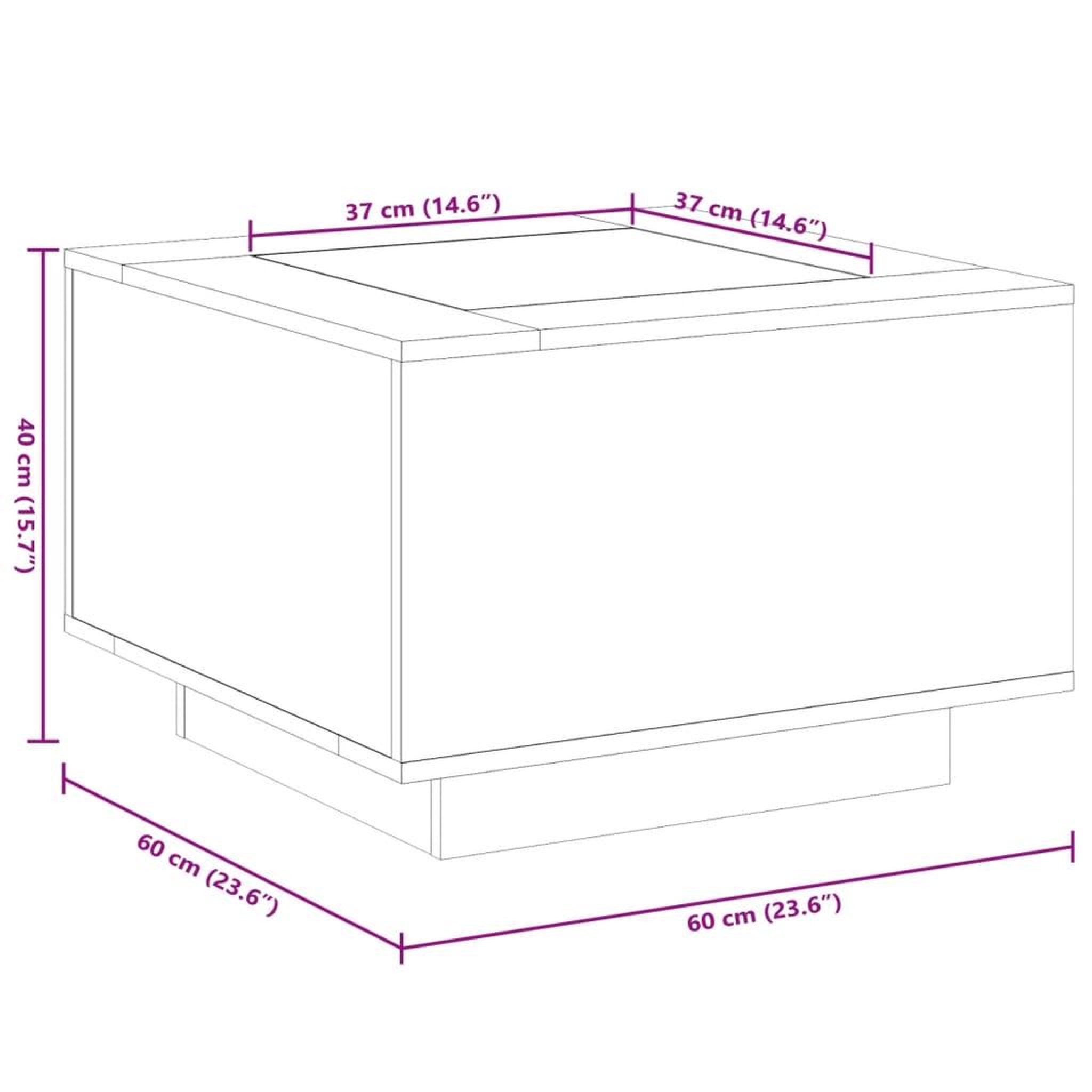 Voir la diapositive 6 : VIDAXL Table basse avec LED gris beton 60x60x40 cm bois d'ingenierie
