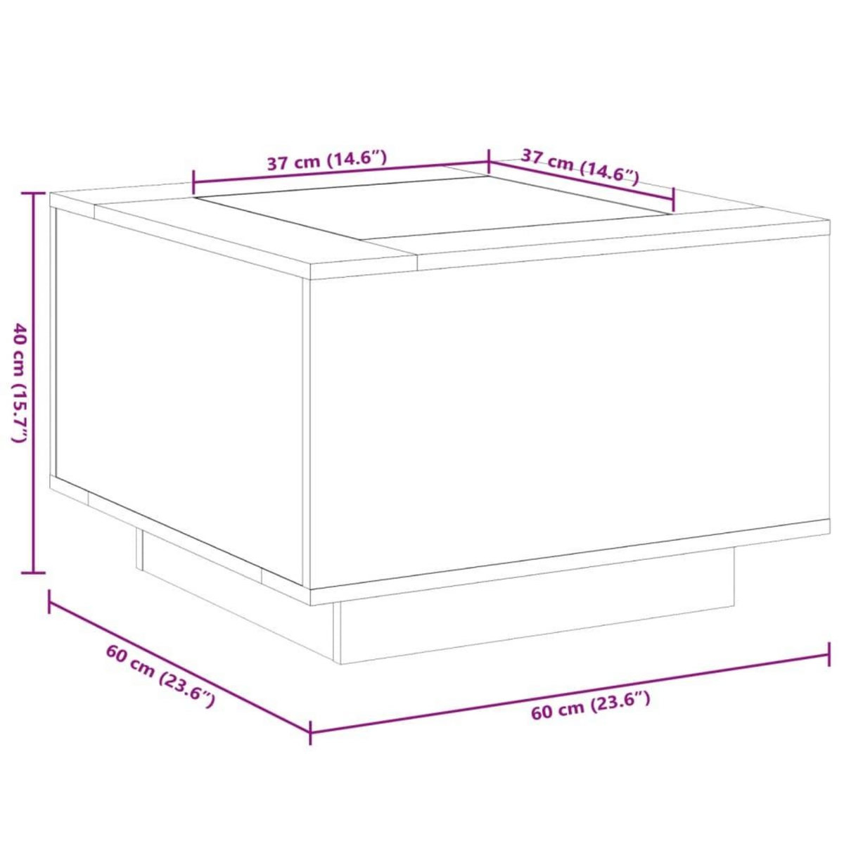 VIDAXL Table basse avec LED gris beton 60x60x40 cm bois d'ingenierie