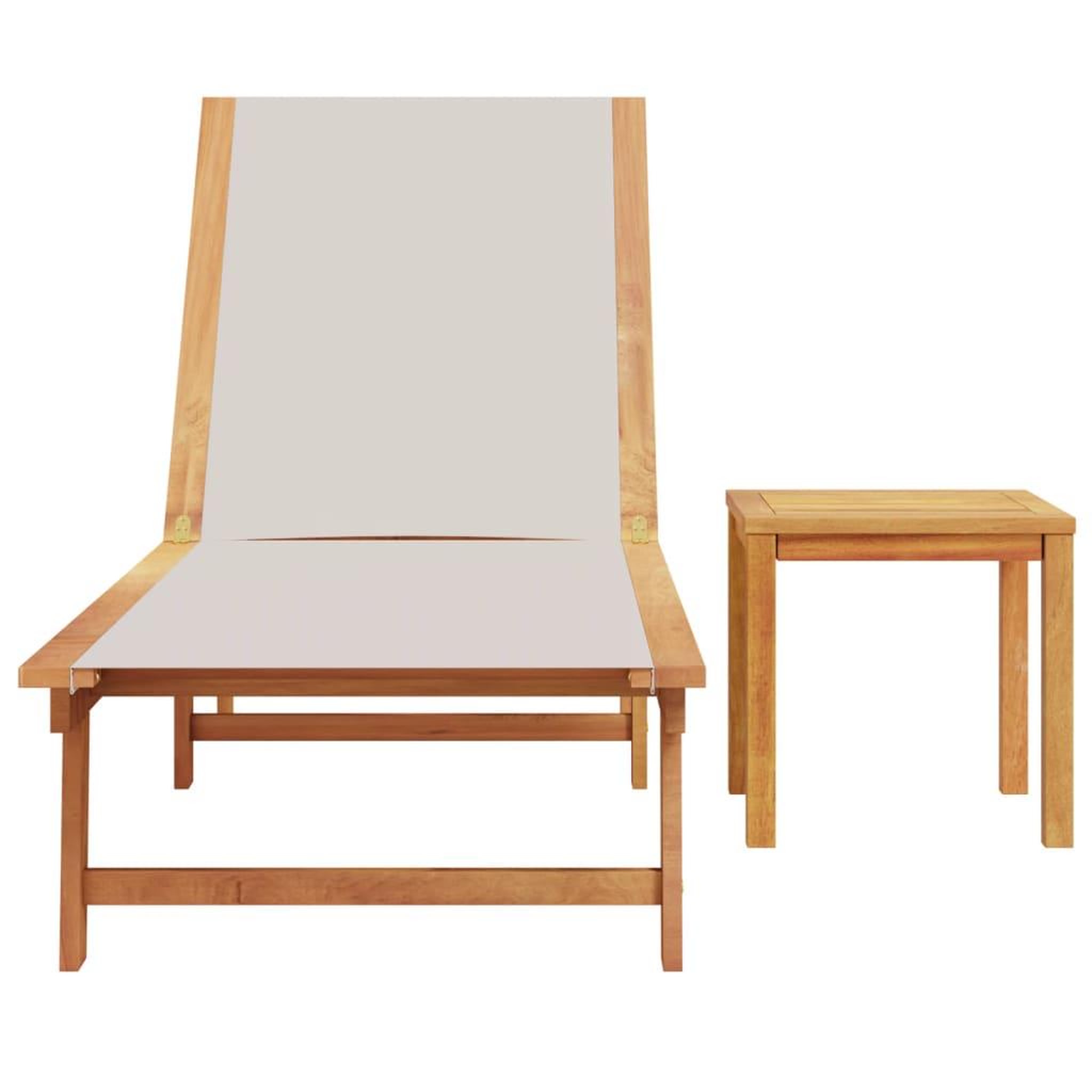 Voir la diapositive 3 : VIDAXL Chaise longue et table gris bois d'acacia solide et textilene
