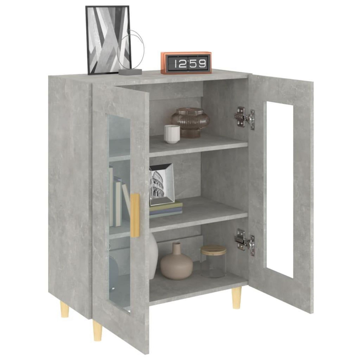 VIDAXL Buffet gris beton 69,5x34x90 cm bois d'ingenierie