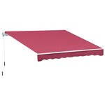 OUTSUNNY Store banne manuel rétractable aluminium polyester imperméabilisé 3L x 2,5l m rouge bordeaux