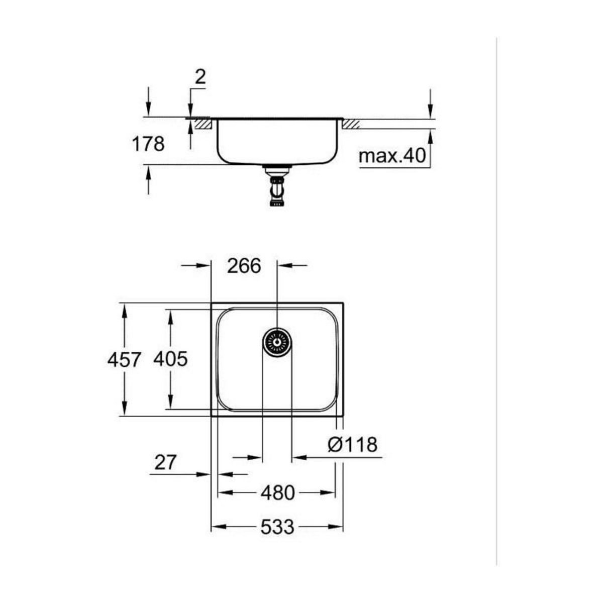 Grohe Evier de cuisine - Acier inoxydable - A encastrer par le dessus - GROHE K200 - 31719SD0