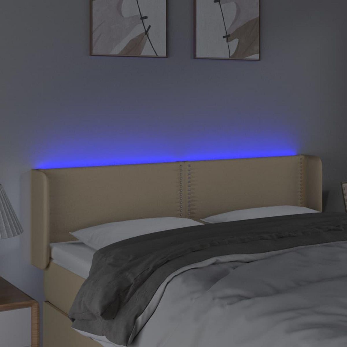 VIDAXL Tete de lit a LED Creme 147x16x78/88 cm Tissu