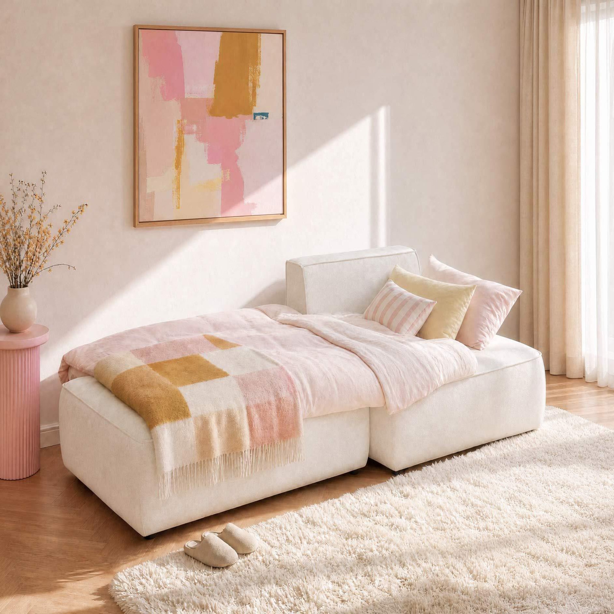 Voir la diapositive 2 : BEST MOBILIER Lisette - canapé d'angle droit 4 places convertible avec coffre en velours