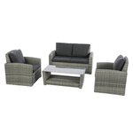 HESPERIDE Salon de jardin en résine tressée Polynésia Havane - 4 places - Hespéride