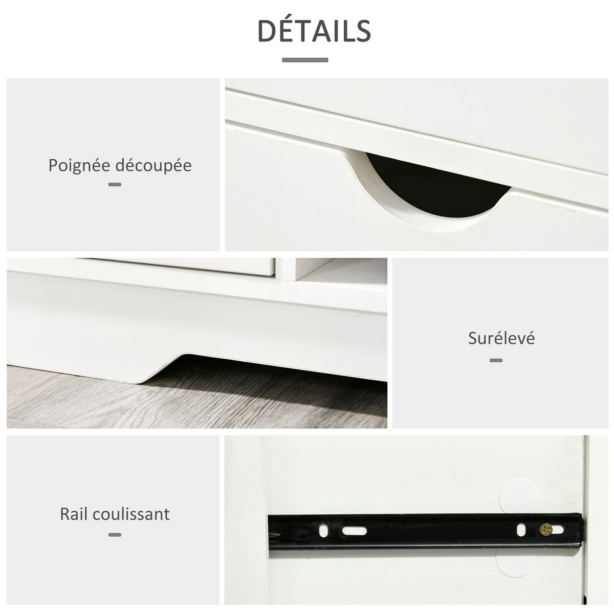 HOMCOM Meuble chaussures et banc à chaussures avec coussin gris 2 étagères et 2 tiroirs MDF 80,5 x 30,5 x 43,5 cm gris et blanc