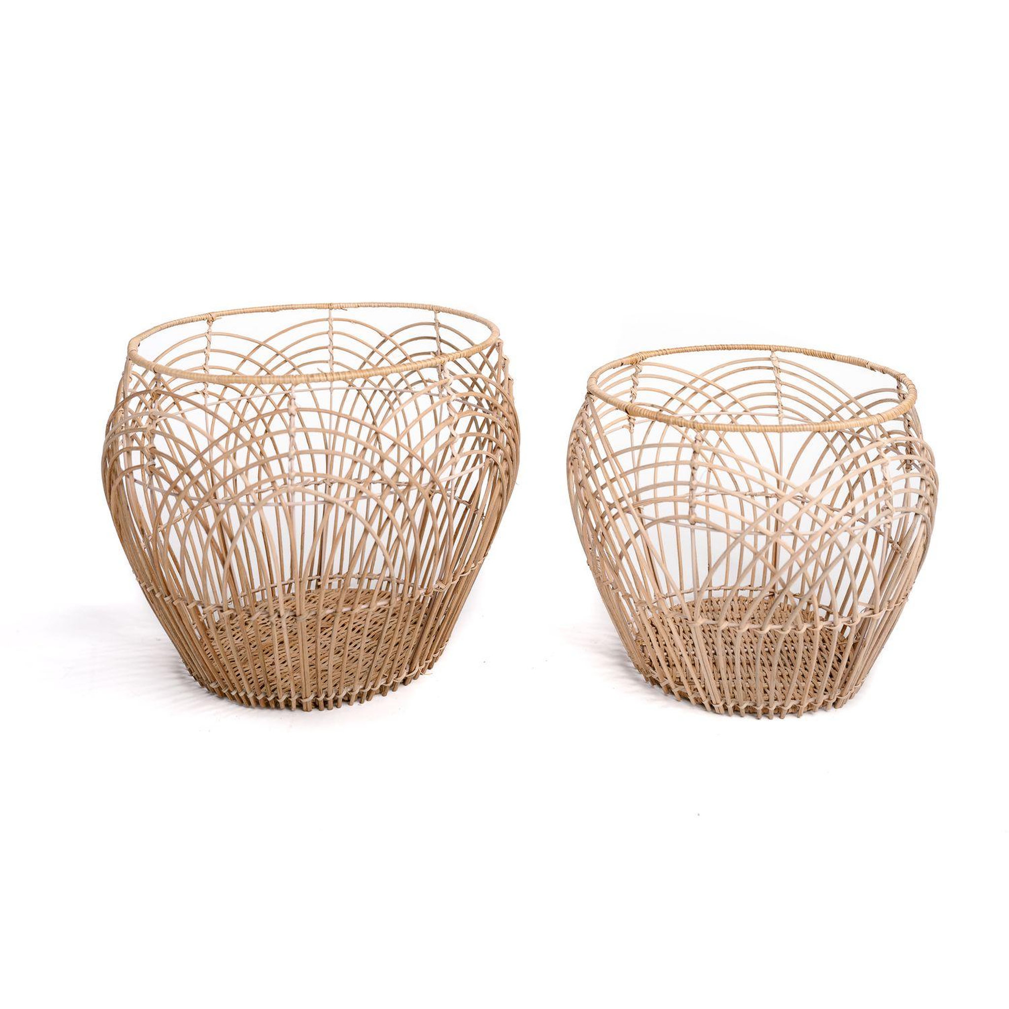Voir la diapositive 4 : KB8 Set de 2 corbeilles tressés en rotin et métal - beige