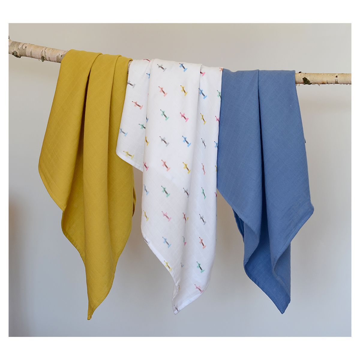 BEABA Boite de 3 Langes en coton bio Teckel