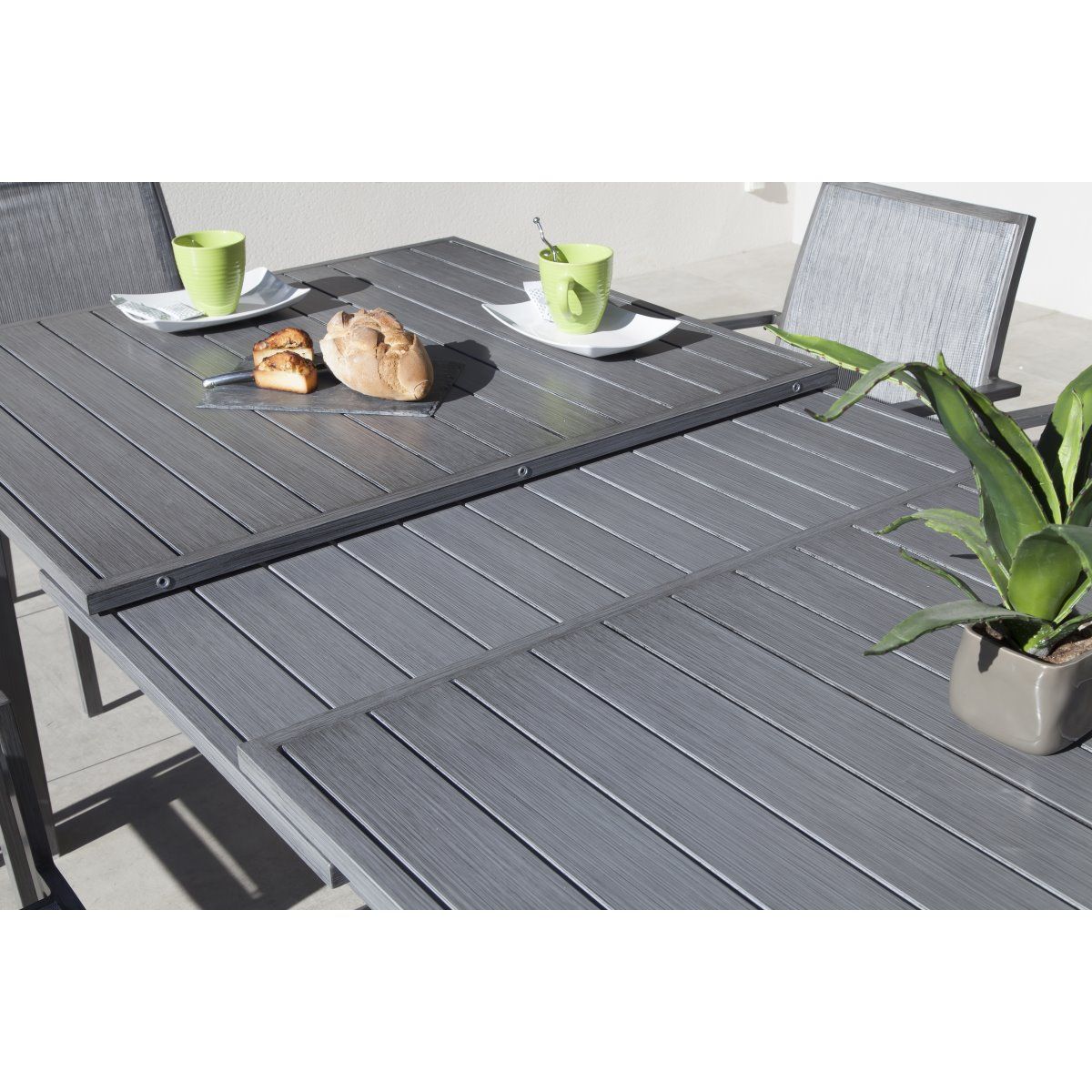 Table de jardin extensible 180/240x100cm aluminium gris LUPIN
