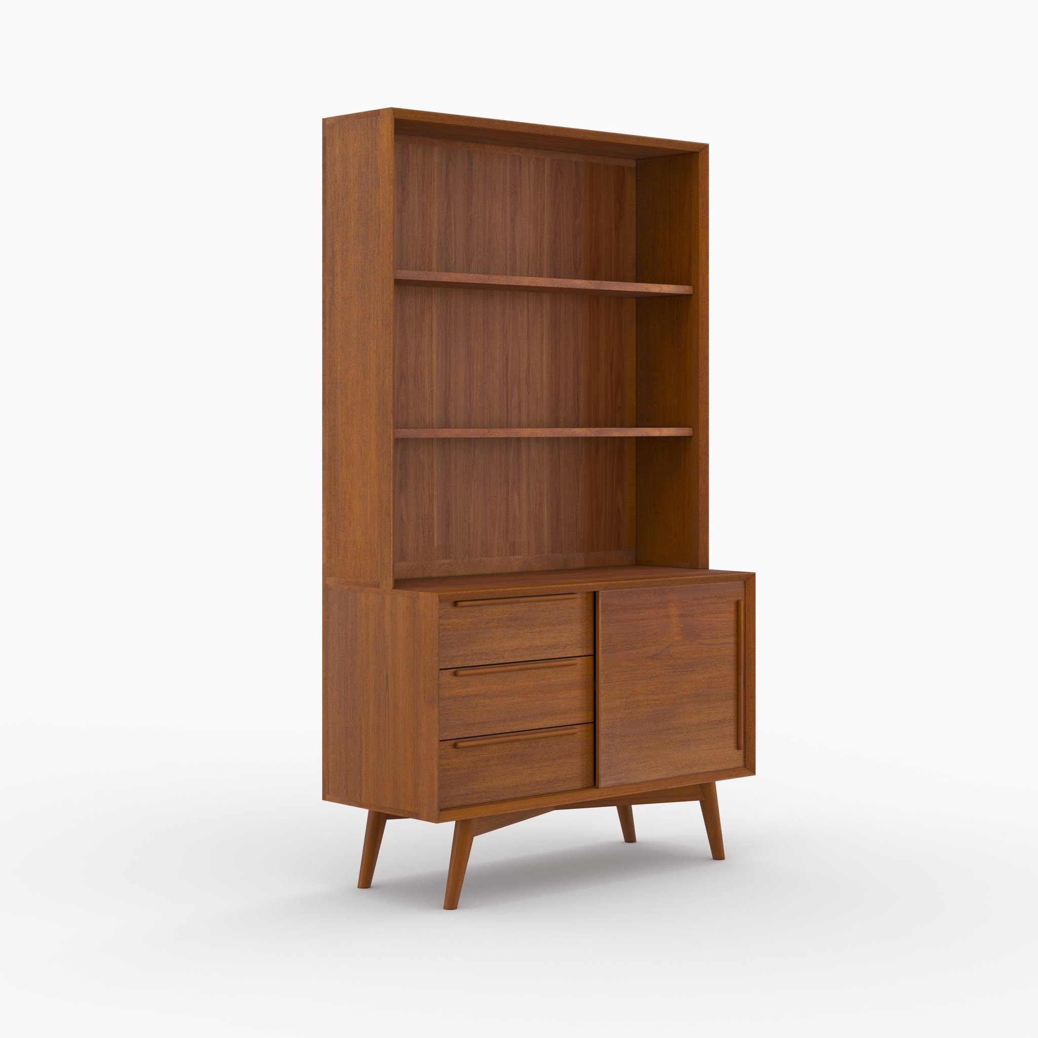 Voir la diapositive 3 : MAISON PAVANE Etagère en bois de teck, 3 niveaux, 3 tiroirs et 1 porte-waya