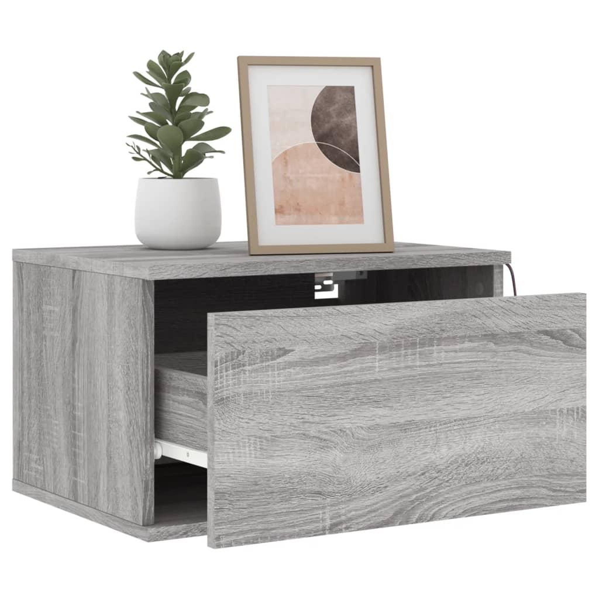 Voir la diapositive 4 : VIDAXL Tables de chevet murales avec lumieres LED 2 pcs sonoma gris