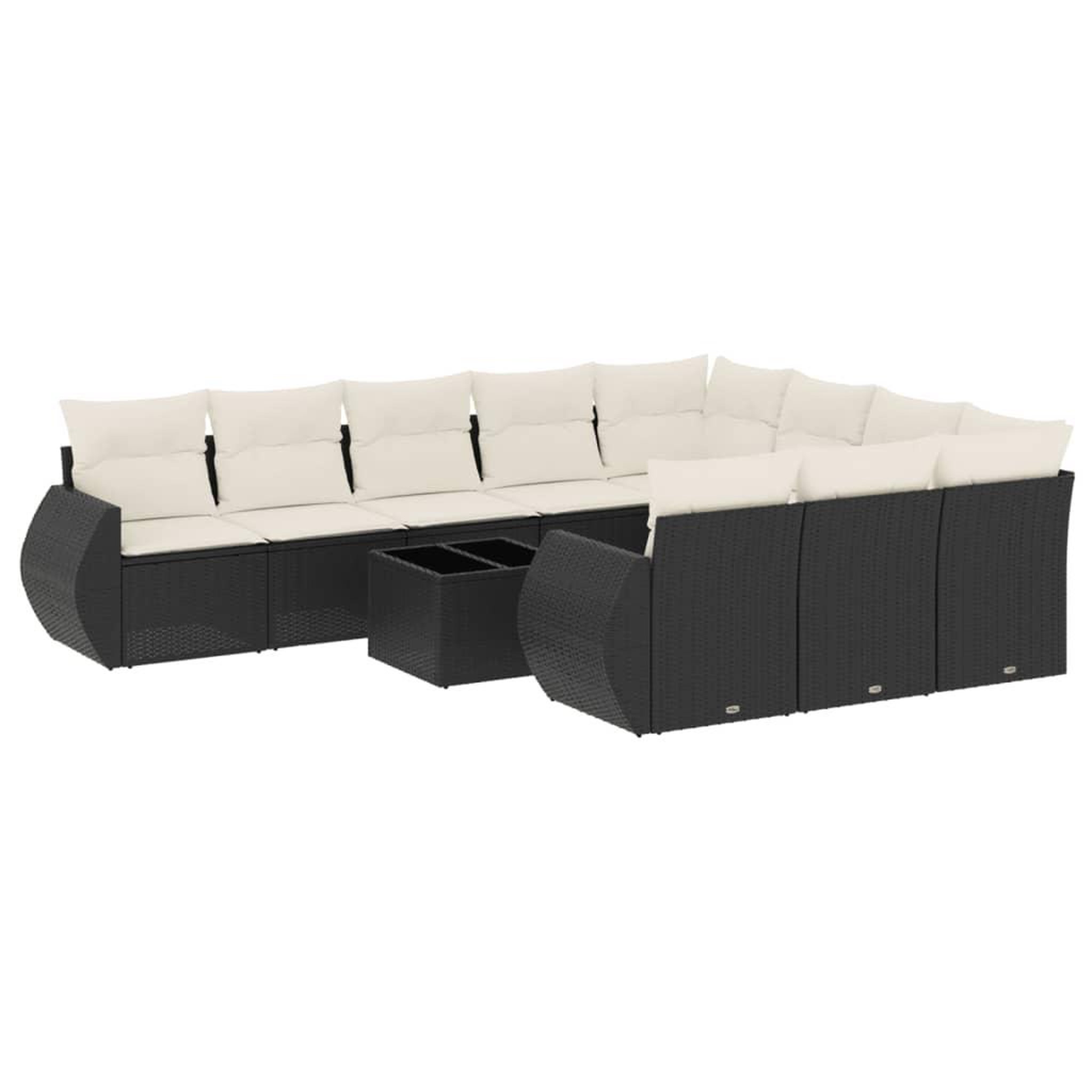 Voir la diapositive 2 : VIDAXL Salon de jardin 11 pcs avec coussins noir resine tressee