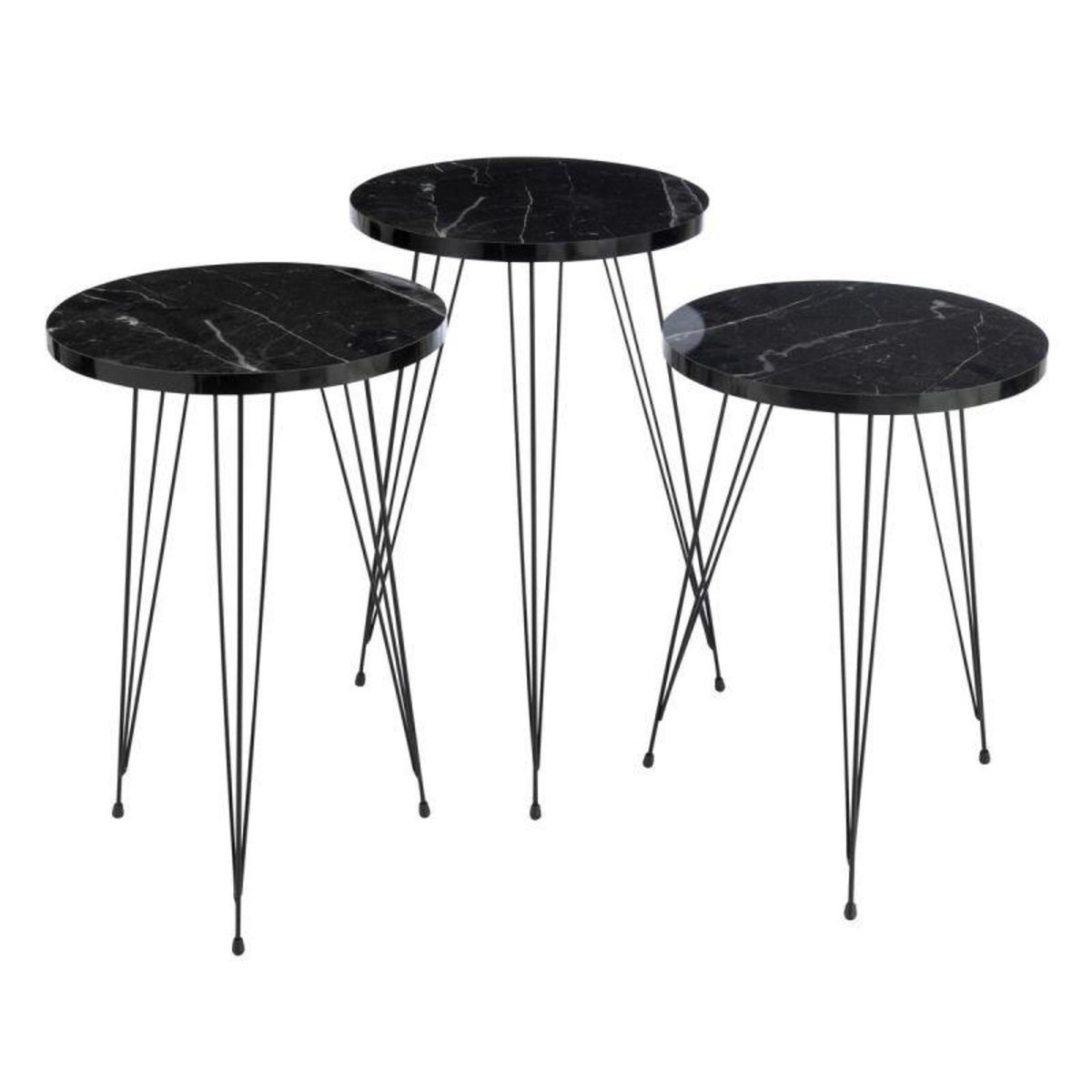 Paris Prix Lot de 3 Tables d'Appoint  Célia  56cm Noir