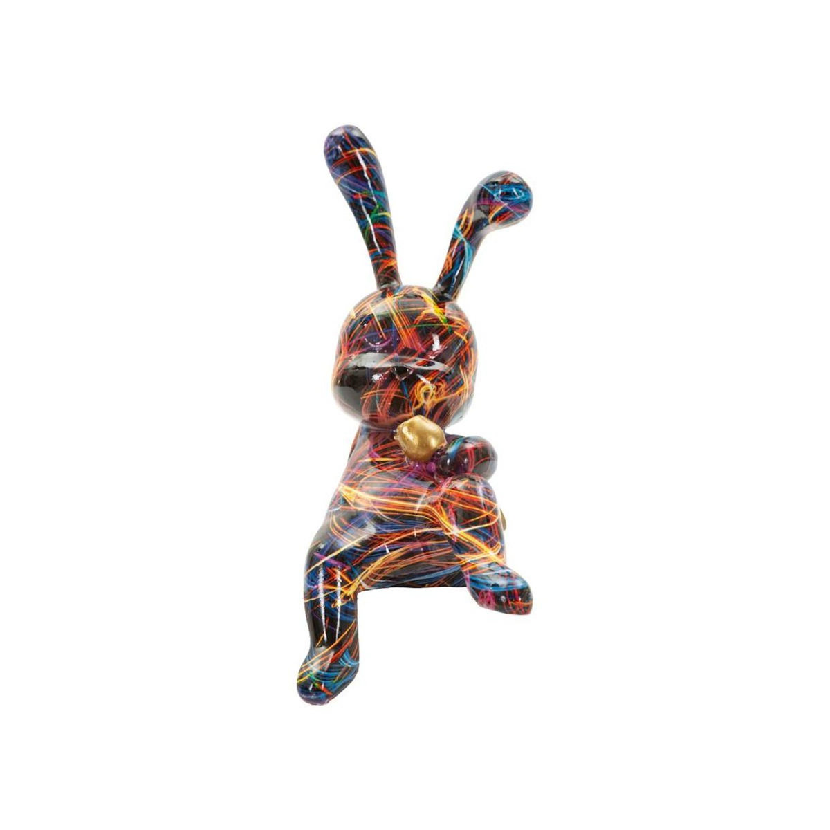 Paris Prix Lapin Fleur en Résine  Psyco  22cm Multicolore
