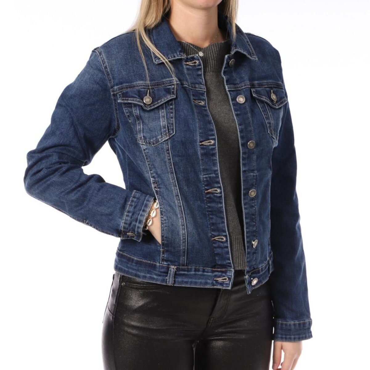 Veste en jean 2025 clair femme pas cher