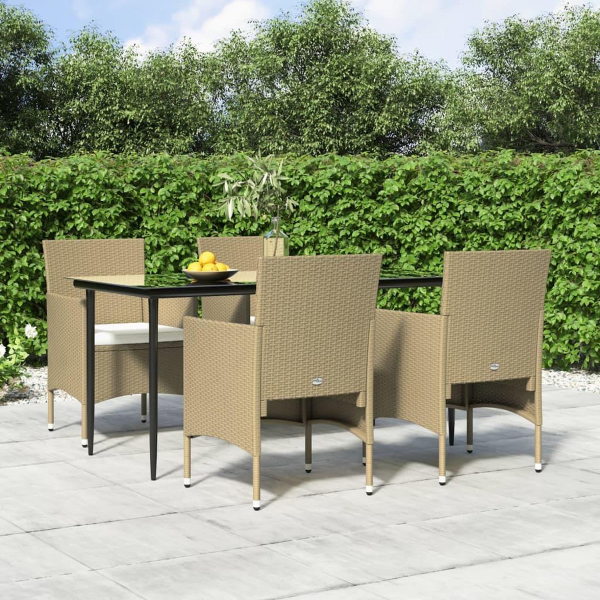 VIDAXL Ensemble a manger de jardin coussins 5 pcs Beige/noir