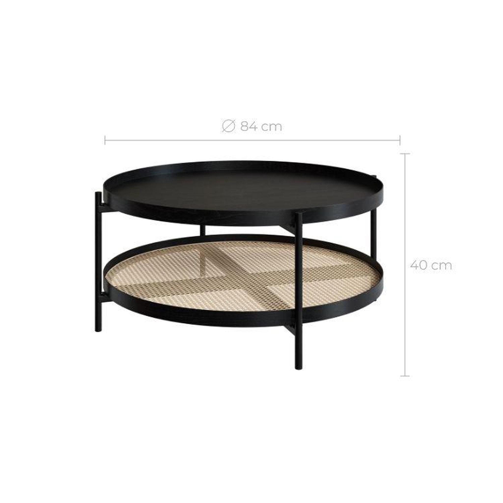Voir la diapositive 4 : MAISON PAVANE Table basse en cannage et bois de mindi noir d84 cm-lukut
