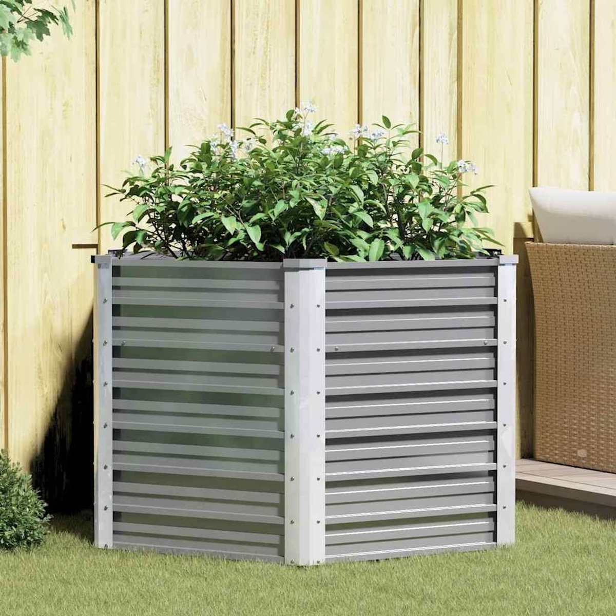 VIDAXL Lit sureleve de jardin Acier galvanise 129x129x77 cm Gris
